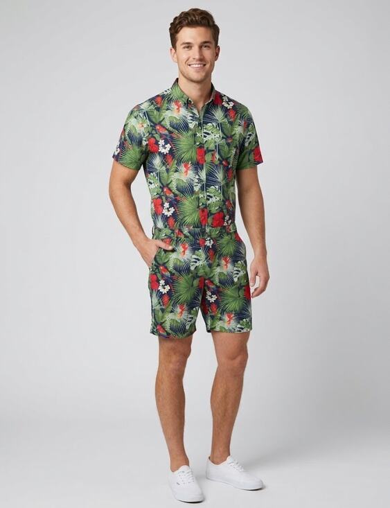 Romper Jack Other - Romper Jack Men's Jungle Multicolor Print Romper Medium New
